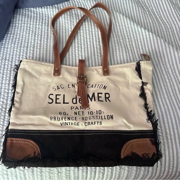 vintage crafts Bags Sel De Mer Upcycled Canvas Hand Bag Upcycled Canvas Tote Bag - Picture 5 of 6